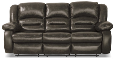 Toreno Genuine Leather Reclining Sofa - Grey - {Contemporary} style Sofa in Grey {Plywood}, {Solid Woods}