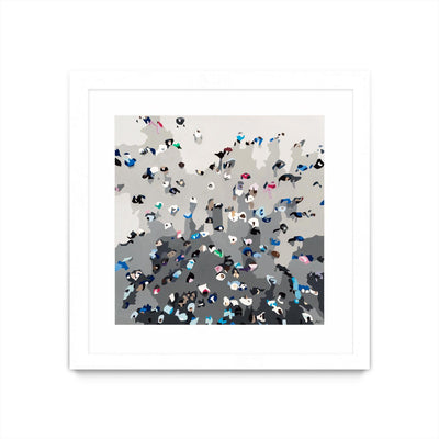 "Crowd Sourcing" Matted and Framed White 30x30 Wall Art
