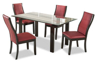 Tyler 5pc Dining Set with Table & 4 Chairs, Glass Top, Wood, 64