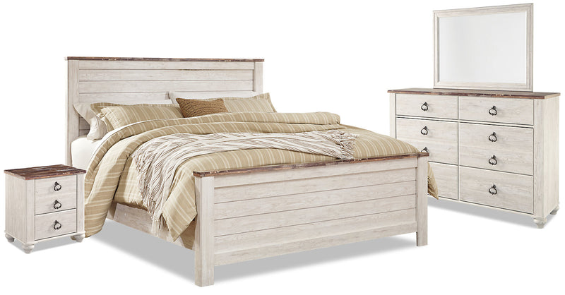 Willowton 6-Piece King Bedroom Package - Country style Bedroom Package in White Engineered Wood and Laminate Veneers