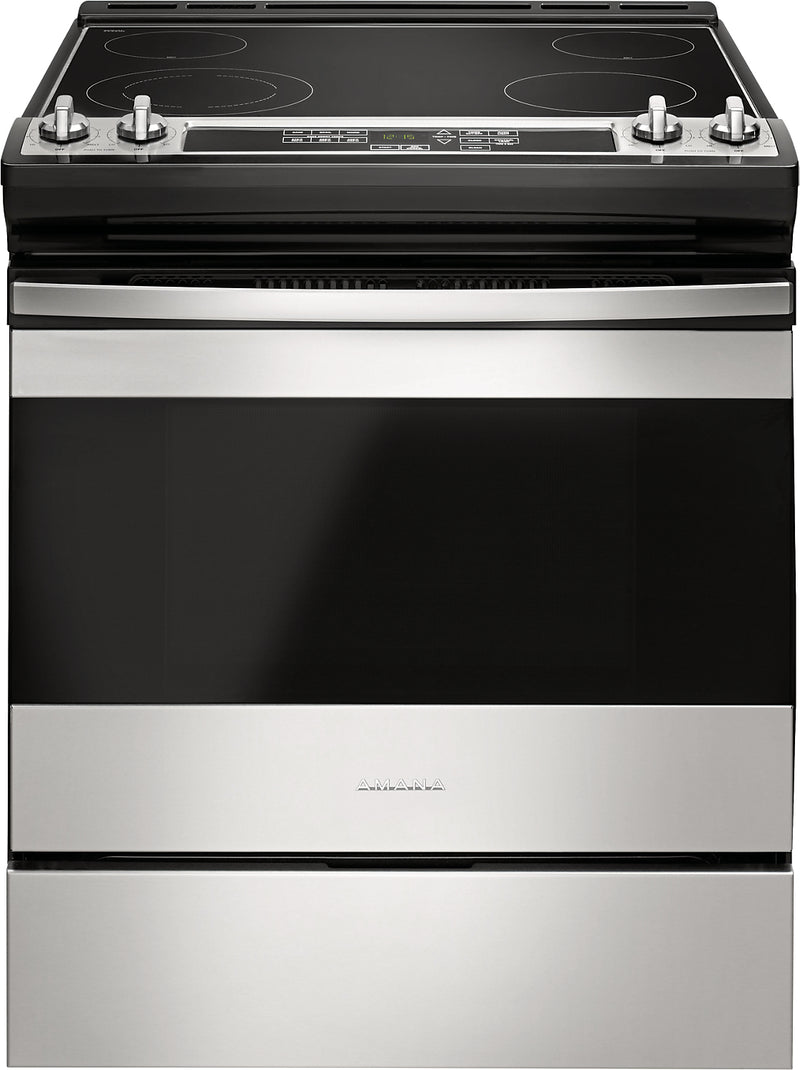 Amana 4.8 Cu. Ft. Electric Slide-In Range with Front Console – YAES6603SFS - Electric Range in Stainless Steel