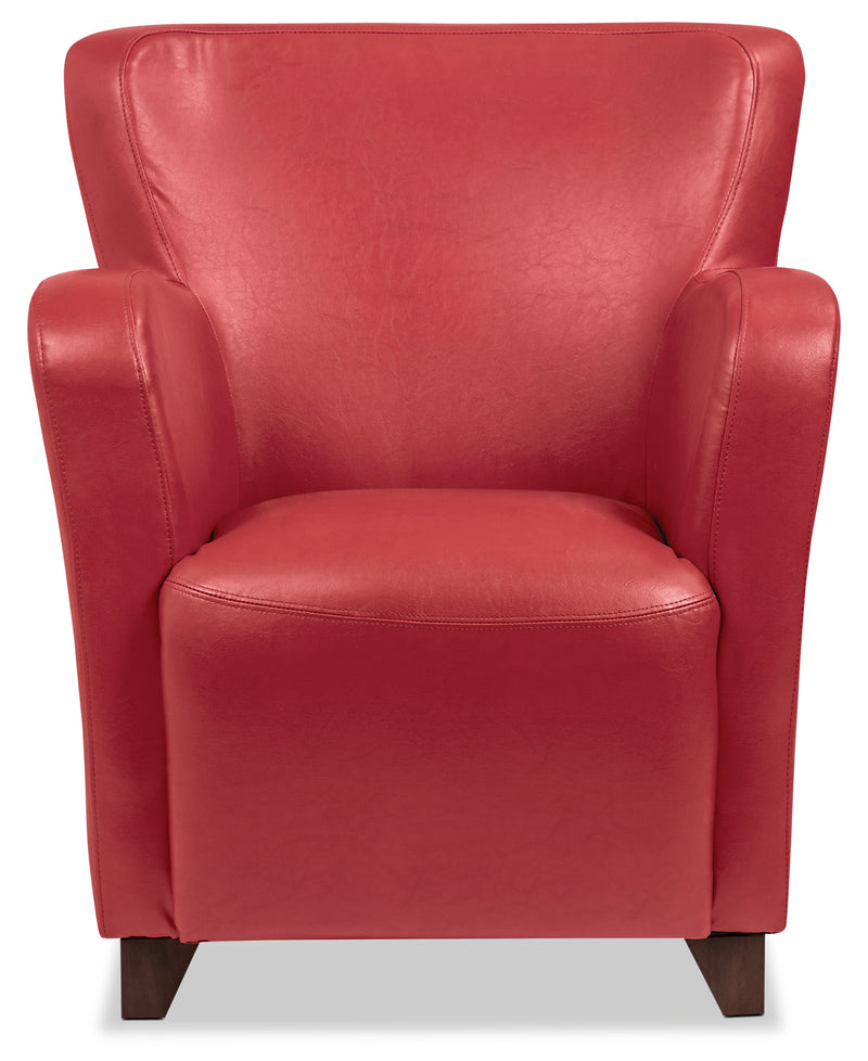 Zello Bonded Leather Accent Chair – Red - Contemporary style Accent Chair in Red