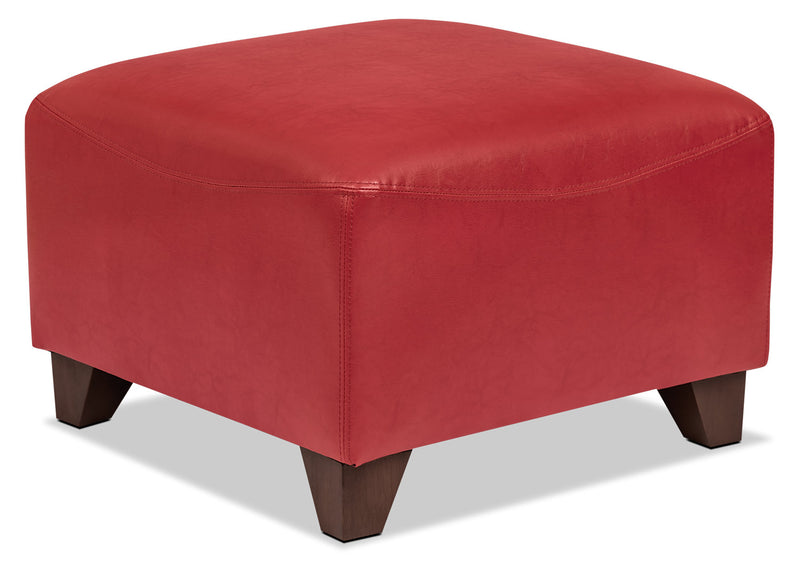 Zello Bonded Leather Ottoman – Red - Contemporary style Ottoman in Red
