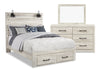 Abby 5pc Bedroom Set with Storage Bed, Dresser & Mirror, LED, USB, White - Queen Size