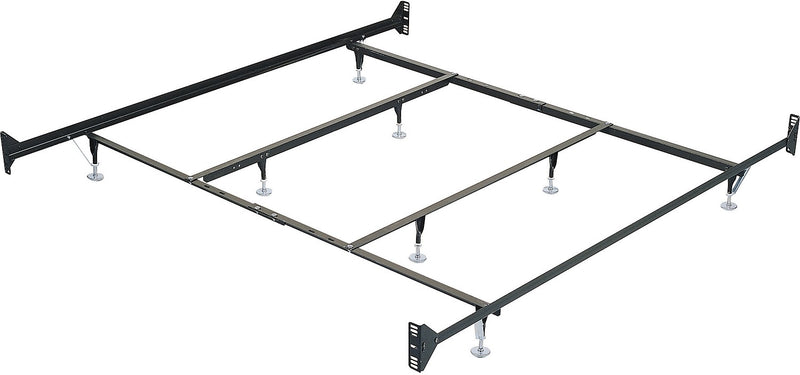 King Metal Glide Bedframe w/ Headboard/Footboard Attachment - Black Bed Frame