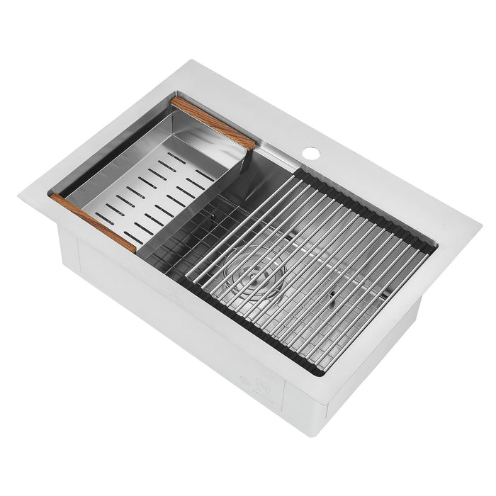 Ancona 28\" Dual Mount Workstation Kitchen Sink - AN-33104