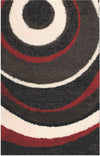 Shaggy Black, Charcoal, Red and Cream Area Rug – 5' x 8'