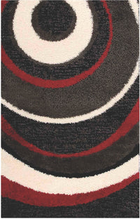 Shaggy Black, Charcoal, Red and Cream Area Rug