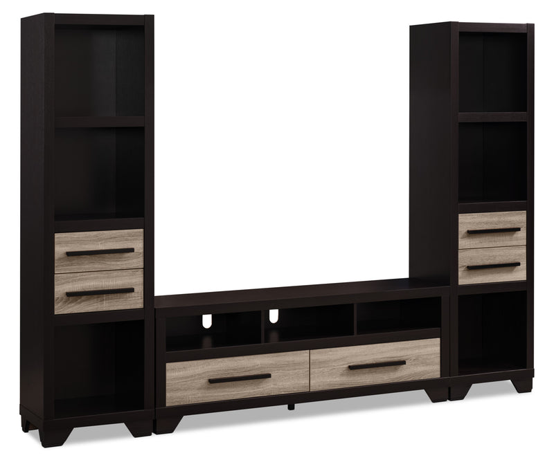 Glendale 3-Piece Entertainment Centre with 60" TV Opening – Rustic - Rustic style Wall Unit in Brown Wood
