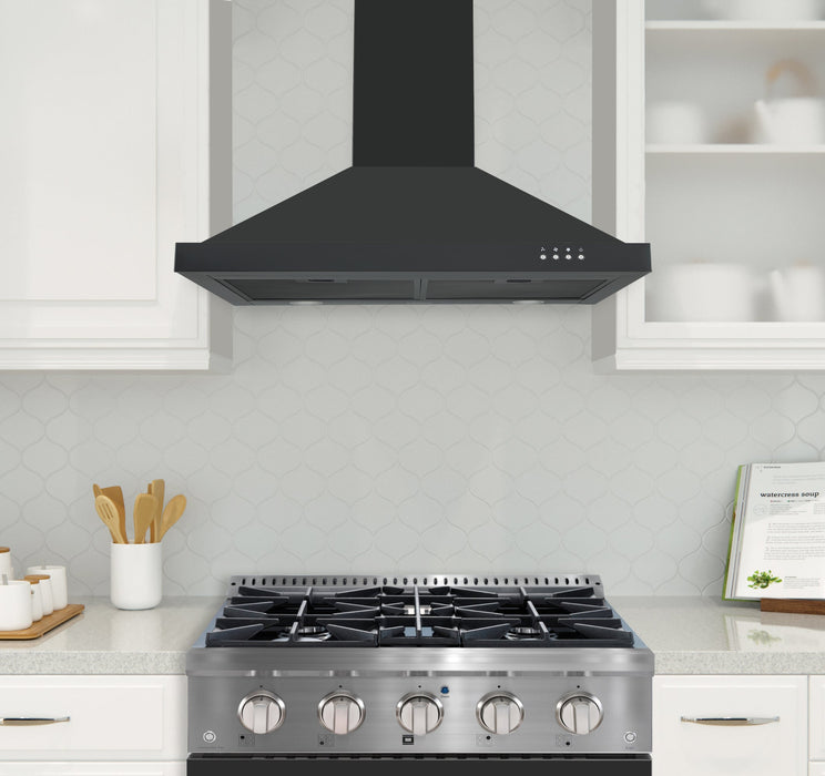 Ancona 30\" Convertible Wall Mount Black Stainless Steel Range Hood - AN-17-16BSS
