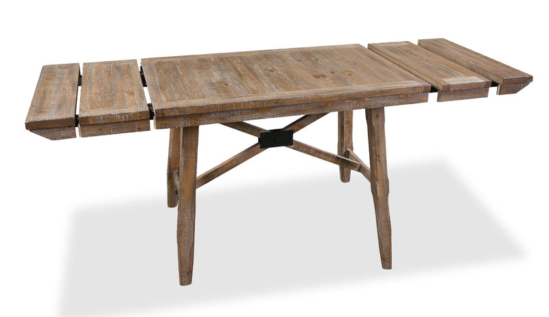 Cedar 6pc Dining Set with Table, Bench & 4 Chairs, Pine Wood, Trestle-Base, 72.07\"W - Brown