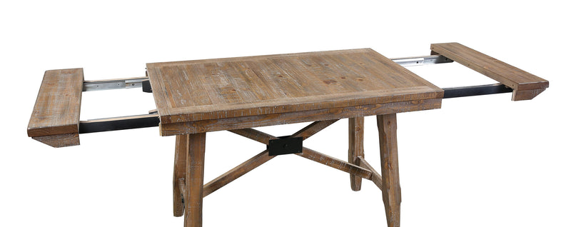 Cedar 6pc Dining Set with Table, Bench & 4 Chairs, Pine Wood, Trestle-Base, 72.07\"W - Brown