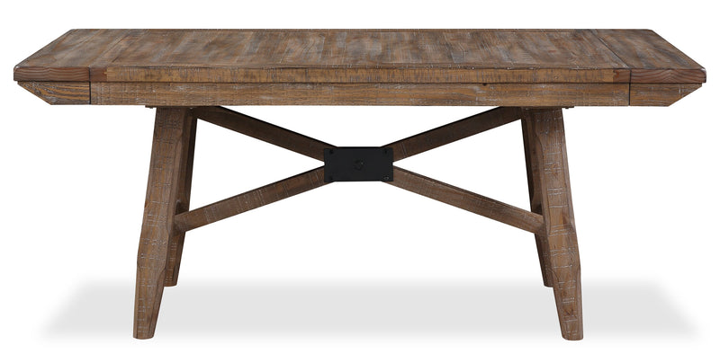 Cedar 6pc Dining Set with Table, Bench & 4 Chairs, Pine Wood, Trestle-Base, 72.07\"W - Brown