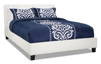 Chase White Queen Bed - Contemporary style Bed in White Faux Leather