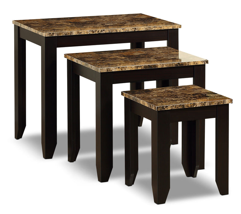 Roma 3-Piece Nesting Table Package - Contemporary style End Table in Dark Brown Wood