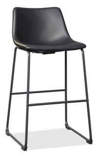 Cole Barstool with Vegan Leather Fabric, Metal - Black 