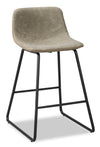 Coty Counter-Height Stool with Vegan Leather Fabric, Metal - Khaki