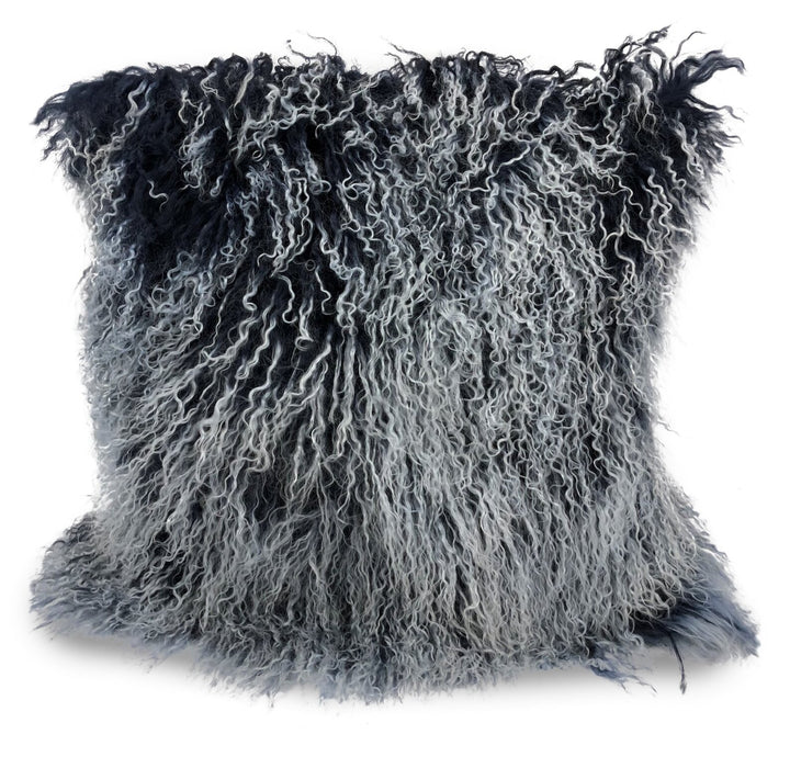 Mongolian 16\" Square Accent Pillow - Navy/Grey Tip