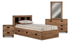 Driftwood Mates Bed 6pc Set with Storage Headboard, Dresser, Mirror & Nightstand, Brown - Twin Size