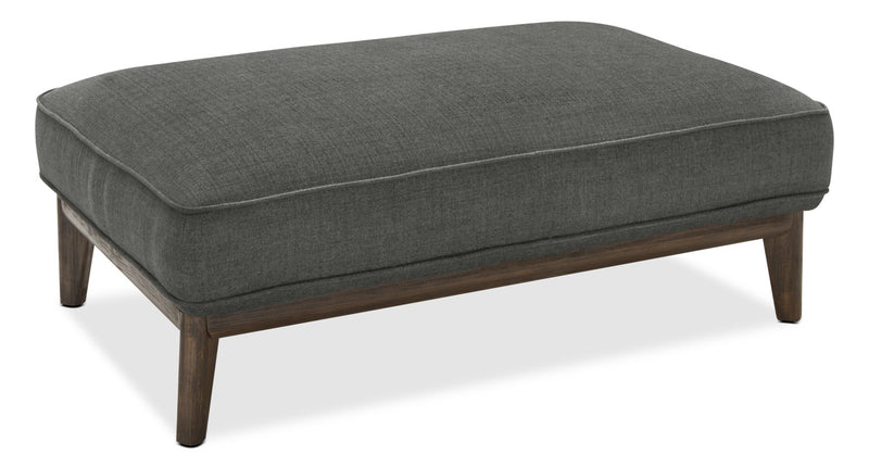 Gena Linen-Look Fabric Ottoman – Charcoal - Modern style Ottoman in Charcoal
