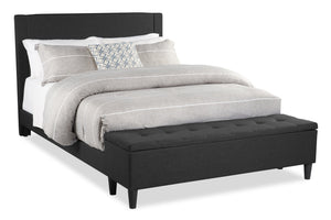 Eden Upholstered Storage Bed in Charcoal Fabric, Tufted - Full Size