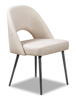 Elijah Dining Chair with Linen-Look Fabric, Metal - Taupe