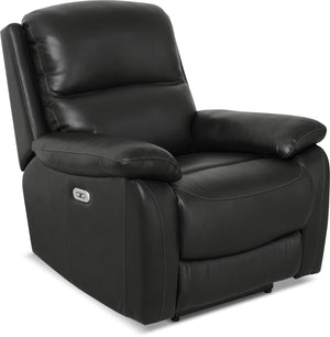 Grove Genuine Leather Power Recliner with Adjustable Headrest - Black