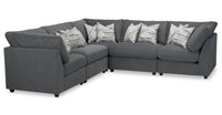 Scott Living Evolve Modular 5-Piece Linen-Look Fabric Sectional with Feather Down Cushions - Charcoal Grey 