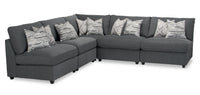 Scott Living Evolve Modular 5-Piece Linen-Look Fabric Armless Sectional with Feather Down Cushions - Charcoal Grey 