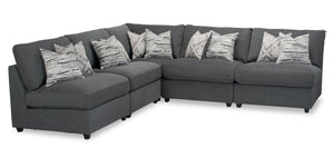 Scott Living Evolve Modular 5-Piece Linen-Look Fabric Armless Sectional with Feather Down Cushions - Charcoal Grey