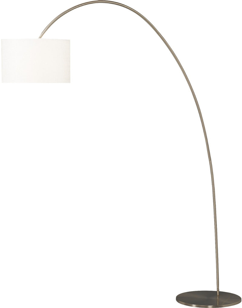 Brushed Steel Arc Floor Lamp with Linen Shade