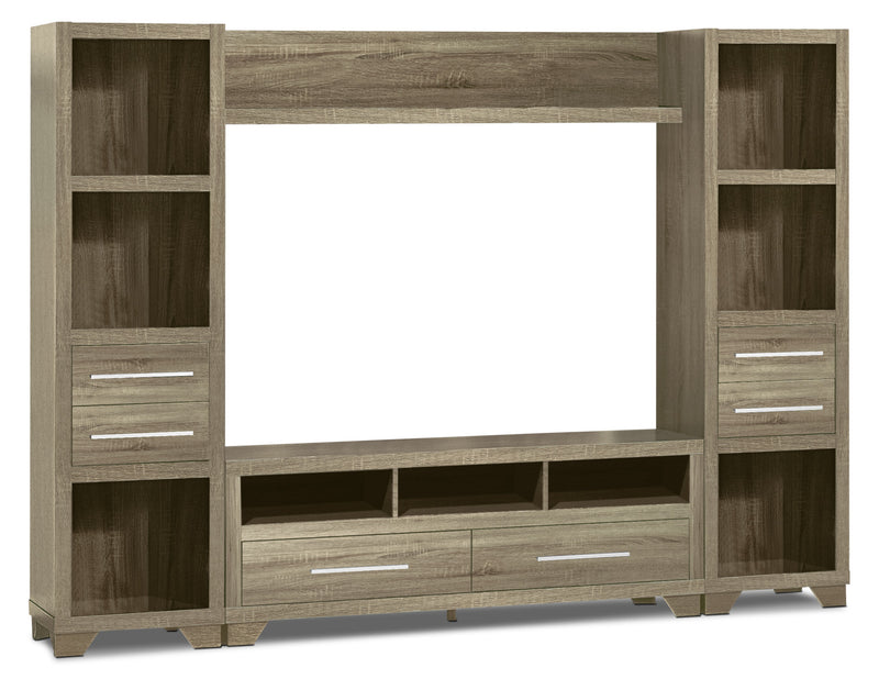 Glendale 4-Piece Entertainment Centre with 60" TV Opening – Grey - Modern style Wall Unit in Grey