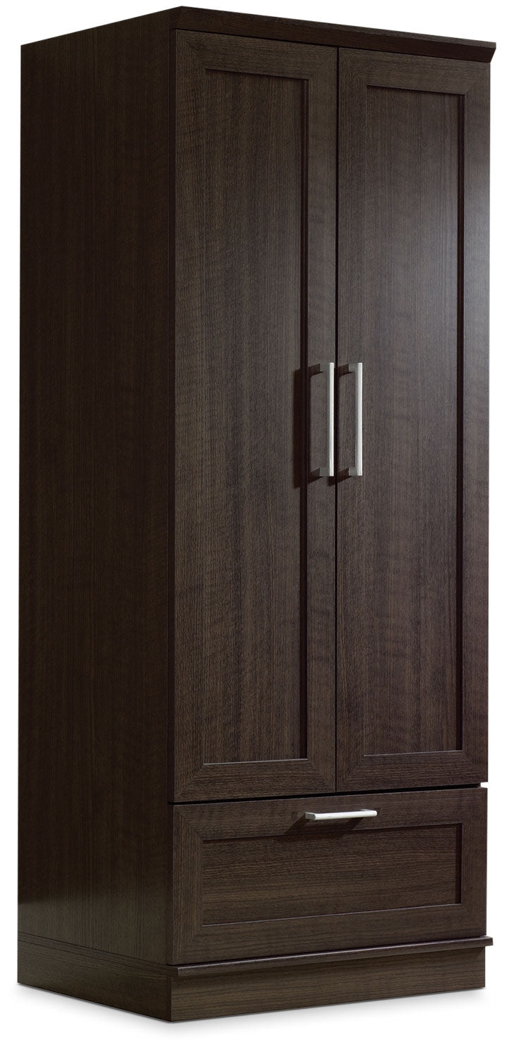 Clinton 29" Wardrobe/Storage Cabinet – Dakota Oak - Contemporary style Accent Cabinet in Dark Brown