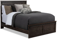 Grayson Panel Bed with Headboard & Frame, Made in Canada, Rustic, Dark Grey - Queen Size 