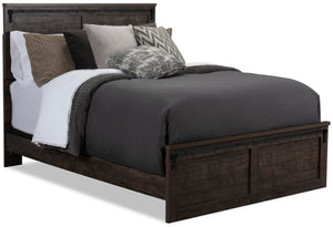 Grayson Panel Bed with Headboard & Frame, Made in Canada, Rustic, Dark Grey - Queen Size