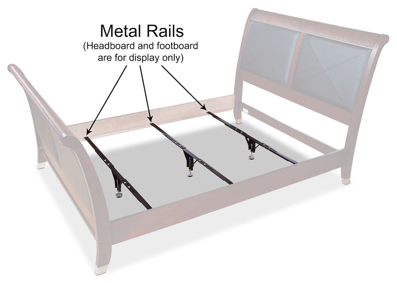 Deluxe Full/Queen/King Metal Support Rails – Set of 3 - Black Bed Frame