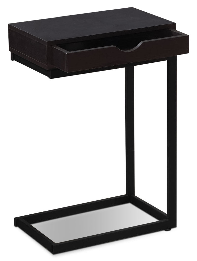 Dorset Accent Table – Cappuccino - Modern style End Table in Dark Brown Metal and Wood
