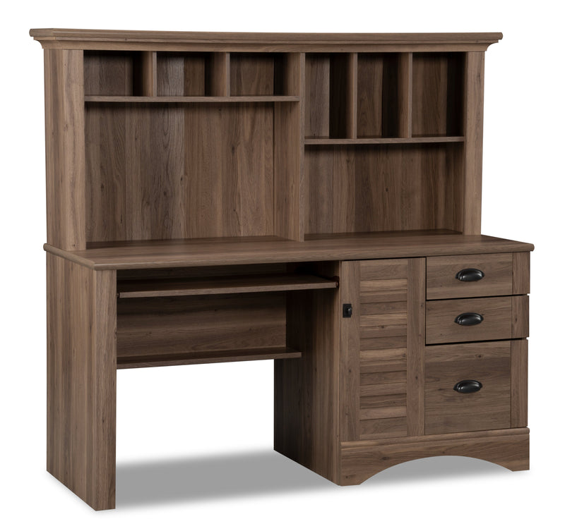 Harbor View Desk with Hutch – Salt Oak - Country style Desk in Salt Oak Engineered Wood and Paper Laminate