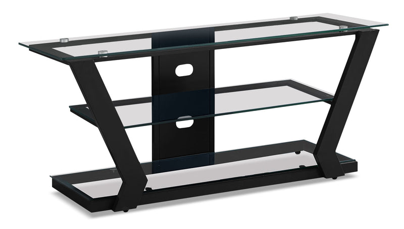 Abram 48” TV Stand –­ Black - Modern style TV Stand in Black Glass/Metal