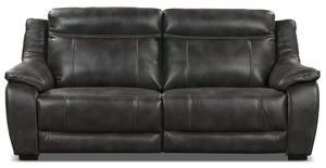 Novo Leather-Look Fabric Sofa - Grey
