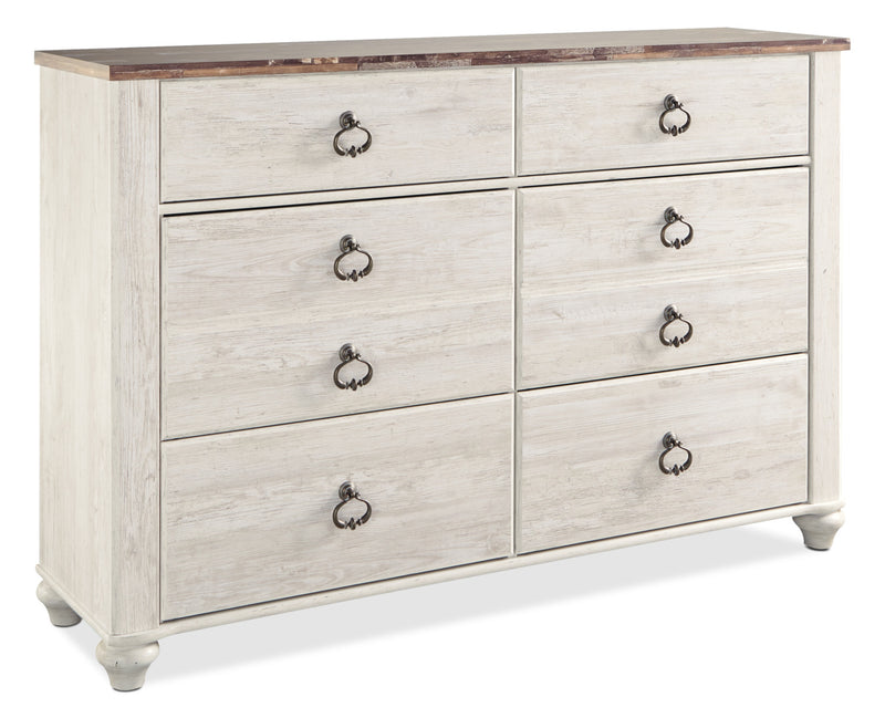 Willowton Dresser - Country style Dresser in White Engineered Wood and Laminate Veneers