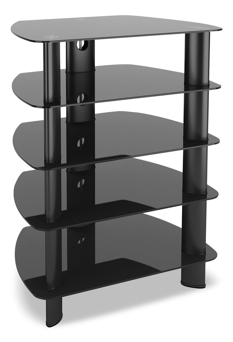 Laguna 26" Audio Stand - Modern style Media Stand in Black Glass and Metal