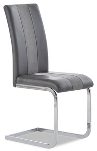 Jaye Dining Chair with Vegan-Leather Fabric, Metal - Grey 