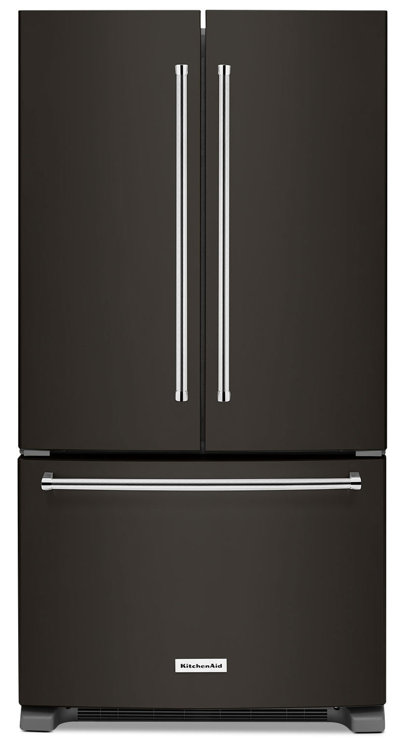 KitchenAid 25 Cu. Ft. French Door Refrigerator with Interior Dispenser - KRFF305EBS - Refrigerator with High-Efficiency, Ice Maker in Black Stainless Steel
