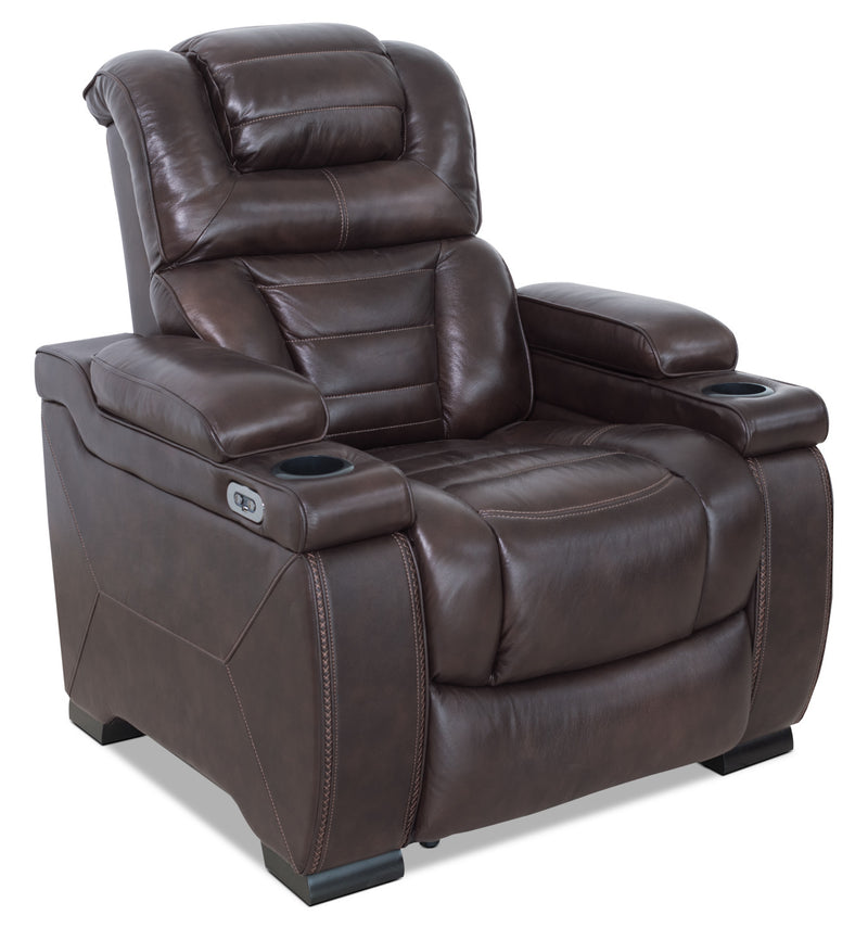 Hugo Genuine Leather Power Reclining Chair – Brown - Contemporary style Chair in Brown