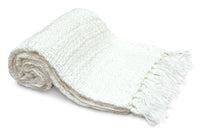 Knit Throw with Fringe - White