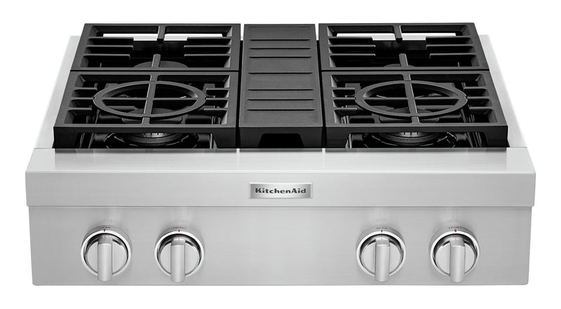 KitchenAid 30'' 4-Burner Commercial-Style Gas Range Top - KCGC500JSS - Range Top in Stainless Steel 