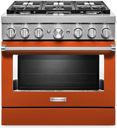 KitchenAid 36'' Smart Commercial-Style Gas Range - KFGC506JSC - Gas Range in Scorched Orange
