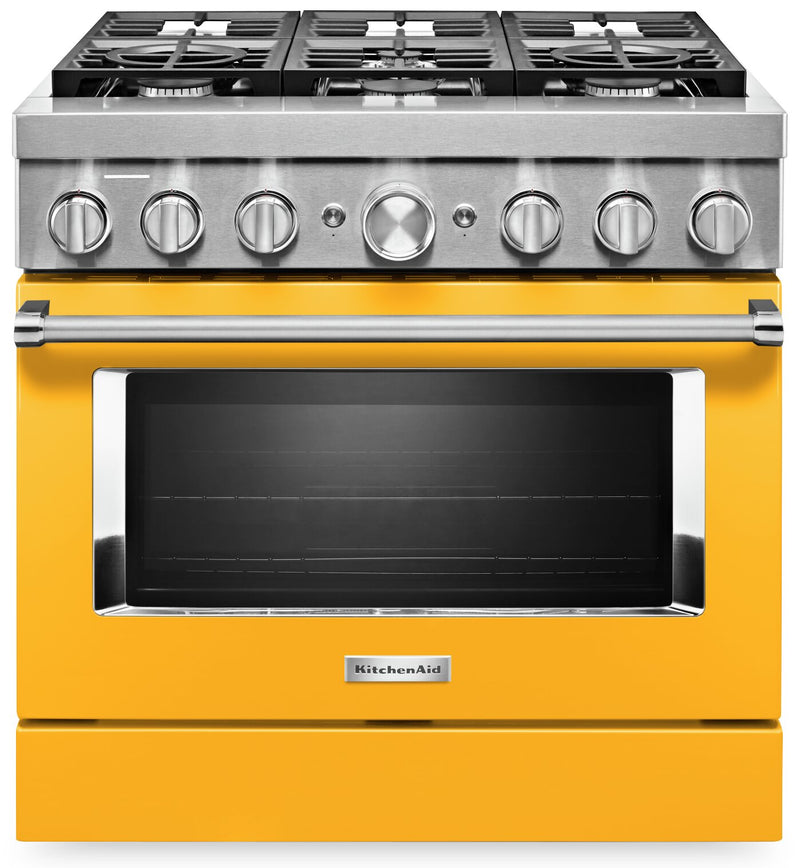 KitchenAid 36'' Smart Commercial-Style Gas Range - KFGC506JYP - Gas Range in Yellow Pepper