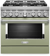 KitchenAid 5.1 Cu. Ft. Smart Gas Range with Self-Clean - Avocado Cream - KFGC506JAV